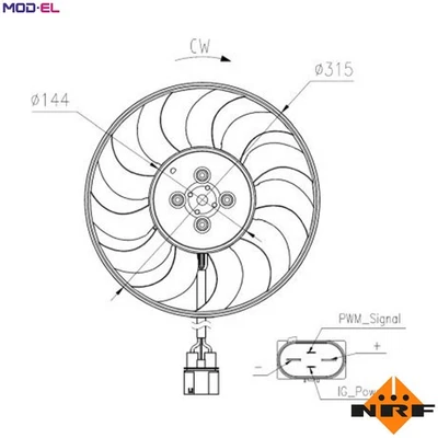 FAN ENGINE COOLING 47970 FOR DDAA/CUAA/DFEA/DFCA/DFHA/DFGA/DFGC/CRGB/DBGC 2.0L - Image 1 of 4