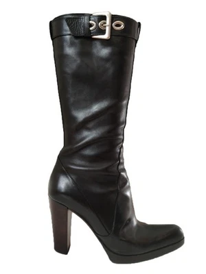 yves saint laurent Mujer Becerro Estrecha, Tacón Medio Becerro Cuero Bota, Talla 7.5  Foto 1 de 4