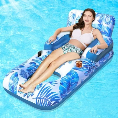 65" Thicken PVC Inflatable Lounge Pool Float Heavy Duty For Adults River Tanning - Изображение 1 из 4