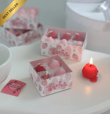 4 Pack Strawberry Scented Soy Wax Candles 75g Fruit Aroma for Meditation & Decor - image 1 of 4