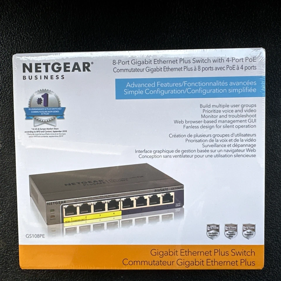 NETGEAR ProSafe 8-Port Ethernet Plus Switch W/4 Port POE GS108PE-300NAS - Image 1 of 1
