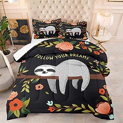  Sloth Comforter Bedding Set for Boys Girls, 3D Cute Sloth in Twin Sloth 5002 - Image 1 of 4