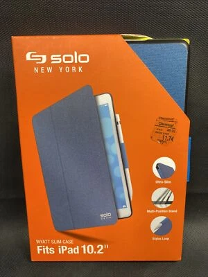 Solo New York Wyatt Slim Case fits iPad 10.2" Blue Stylus Loop Multi Stand - Image 1 of 4