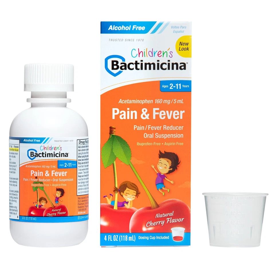 Bactimicina Kids Pain and Fever Liquid w/ Acetominophen, USA  4 FL OZ  Exp 12/27 - Image 1 of 4