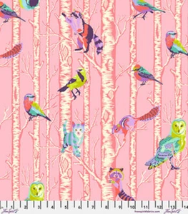 FULL MOON FOREST ll ~ Family Tree ~ Animals on Honey Pink ~ Tula Pink - Picture 1 of 2