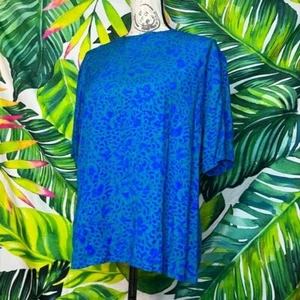 Vintage 80s Pendleton 14 Blue Floral Gorgeous Pattern Party Office Dressy Blouse - Picture 1 of 10