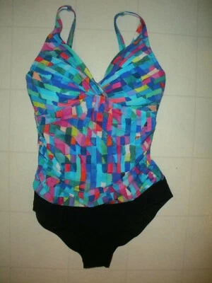 Profile Gottex Multicolor Serendipity 1PC V-Neck Underwire Swimsuit Sz 10 NWT  - Image 1 of 2