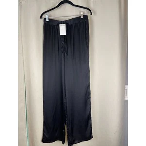 Pantalone Nordstrom nero raso gamba larga - Taglia S minimalista chic, elegante casual - Foto 1 di 3
