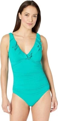 LAUREN RALPH LAUREN E2222 Beach Club Ruffle Mio One-Piece Jade 8 - Image 1 of 3