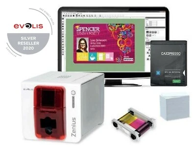 Evolis Zenius Simplex ID Card Printer Go Pack Bundle Inc Ribbon Cards & Software - Image 1 of 2