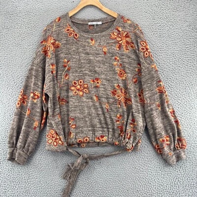 Top Figueroa & Flower Mujer Extra Grande Gris Naranja Bordado Floral Elástico Foto 1 de 4