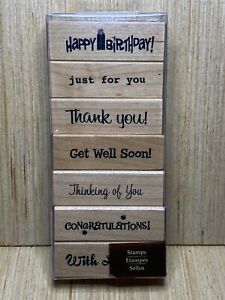 RECOLLECTIONS Rubber Stamp Set (7 Piece) Happy Birthday / Thank You Etc…