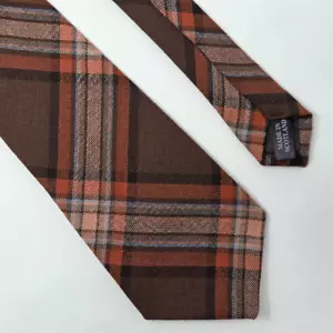 IRISH COUNTY TARTANS DOWN COUNTY WOOL TIE ORANGE BROWN PLAID 3.75" X 59" - Picture 1 of 3