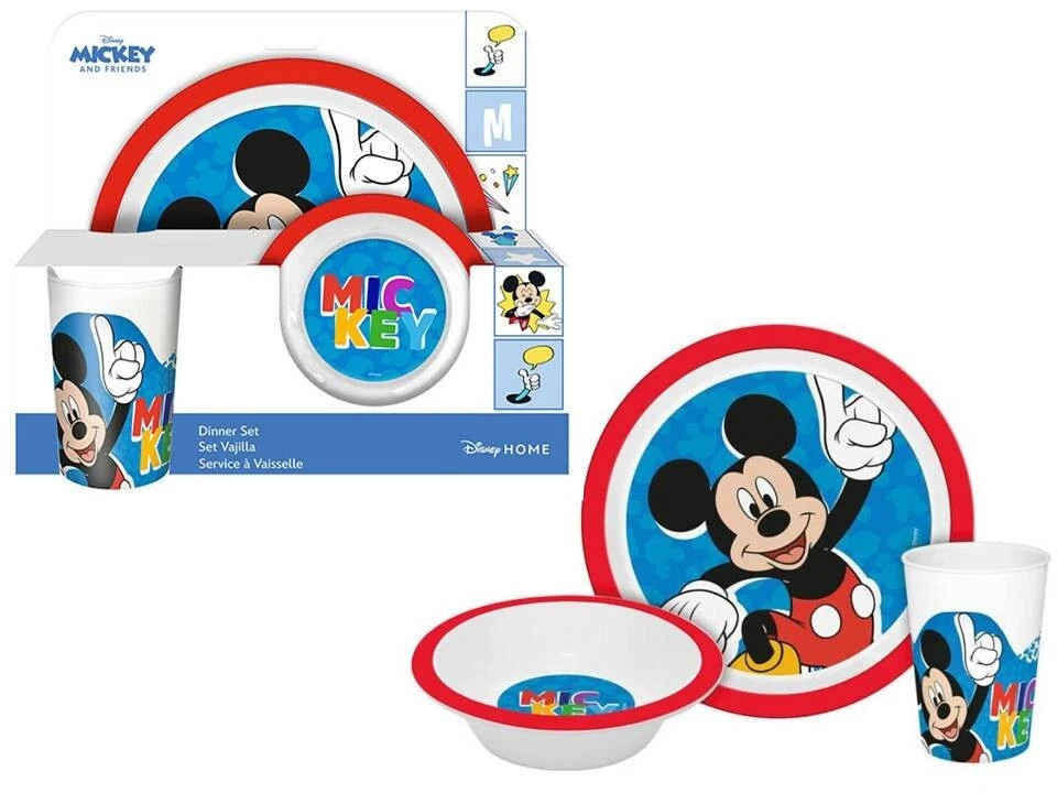 MICKEY MOUSE KIDS TODDLERS 3 PC DINNER SET PLATE DISH CUP IN PRESENTATION BOX - Image 1 of 1
