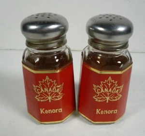 Vintage Pair of KENORA, CANADA Salt & Pepper Shakers Glass & Stainless Steel - Picture 1 of 4