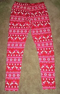 Leggings Fleece Lined Christmas Reindeer Women/Teens No Boundaries New with Tags - Picture 1 of 2
