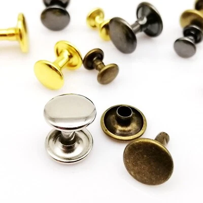 50/200set Metal Double Cap Round Rivet Leather Belt Bag DIY Punk Spike Stud Tack - Image 1 of 4