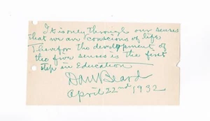 Daniel Carter Beard Handwritten Signed Note (1932) Sons of Daniel Boone - Picture 1 of 1