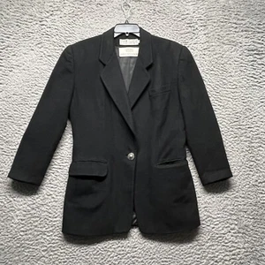 Blazer para mujer Leyla Mitre vintage 6 negro azabache 100 % cachemir botón único formal - Imagen 1 de 6
