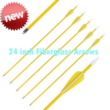 24 inch Youth Arrows Fiberglass Arrow Archery Recurve Compound Bow Shooting 6pcs