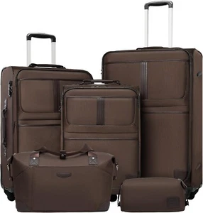 Coolife Luggage 5 Piece Set Suitcase Expandable TSA lock spinner softshell - Picture 1 of 8