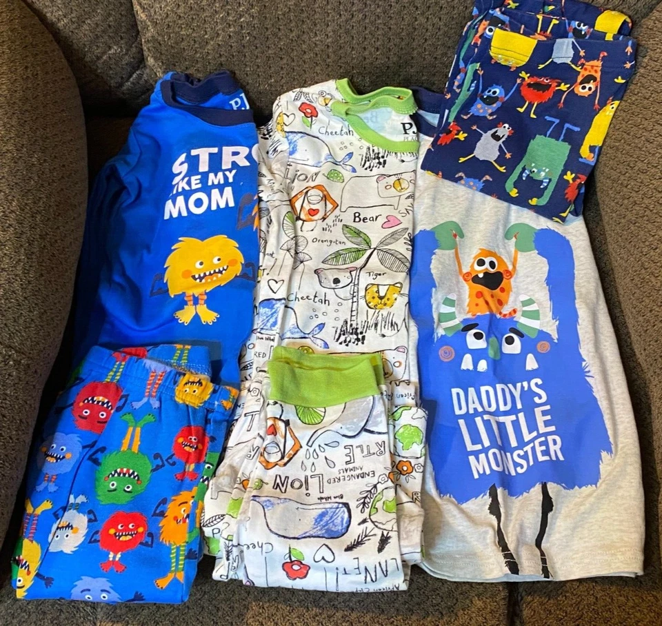 M2 THE CHILDREN'S PLACE Niños Talla 6T Lote de 3 Conjuntos de Pijamas MONSTER Safari ACOGEDOS Foto 1 de 4