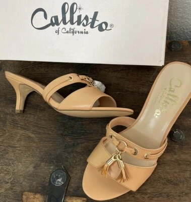 NIB Callisto Of California Jeanet Brown Tan Tassel Heel Sandals 8 - image 1 of 4