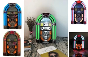 Reproductor de CD Bluetooth Jukebox USB LED SD MP3 Mesa Estilo Wurlitzer Escritorio - Imagen 1 de 7