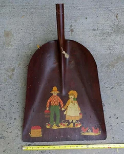 Antiue vintage Really pretty painting on AMES Shovel Farmer Couple Rooster Fruit - Picture 1 of 10