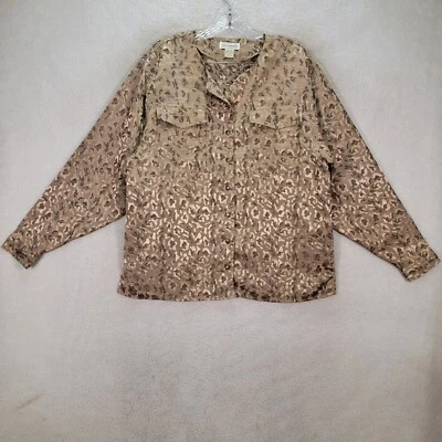 Blusa Maximalista De Colección Neil Martin Mujer Top Beige Satinado Metálico Talla Grande 16 Foto 1 de 4
