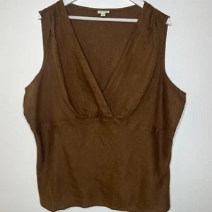 J Jill Linen Tank Top Plus 22W Sleeveless Zip Close Beachy Cottage Earthy Boho - Picture 1 of 9