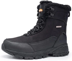 SHULOOK Men's Snow Boots Waterproof Warm Fur Lined Winter Hiking Boot Non-slip - Picture 1 of 6