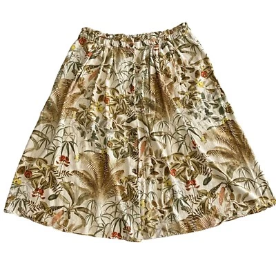 H&M Womens Tropical Coastal Boho Linen Blend Skirt Floral Elastic Waist Size XL - Image 1 of 4