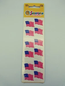 Vintage Sandylion Fuzzy Aufkleber amerikanische Flagge beflockt Velours 1 Blatt - Bild 1 von 5