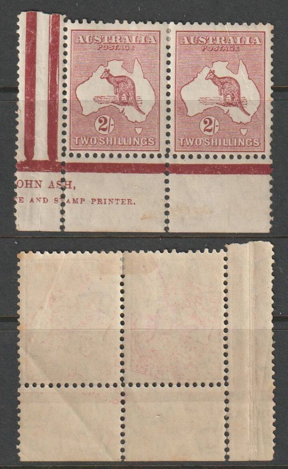 AUSTRALIA 1931-36 2/- MAROON ROO PAIR (MINT) W15 - Image 1 of 1