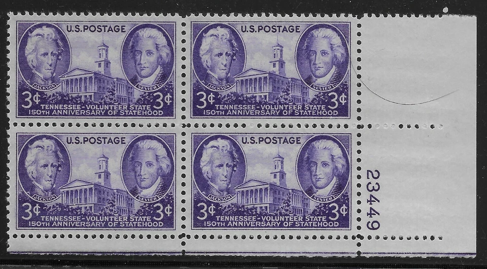US Scott #941, Plate Block #23449 1946 Tennessee Statehood FVF MNH Lower Right - Image 1 of 1