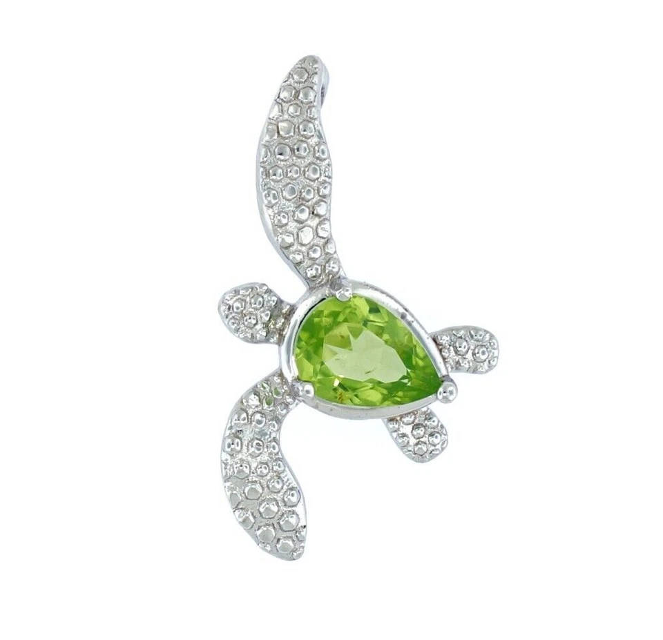 Colgante de peridoto de plata de ley 925 - Tortuga marina hawaiana Foto 1 de 1