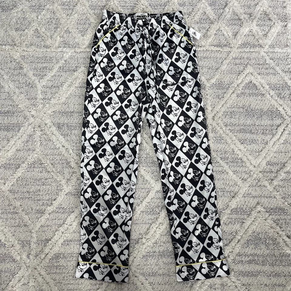 DISNEY MICKEY MOUSE Satin Diamond Logo Pajama Lounge Pants Unisex XSMALL