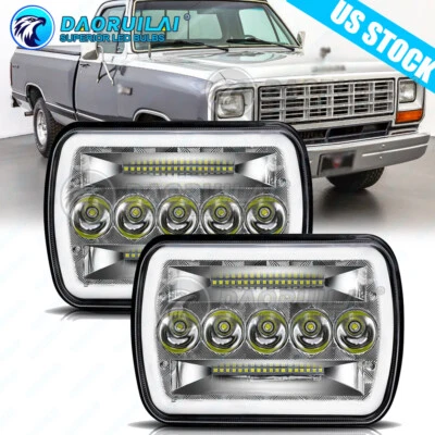 Par de faros LED Hi-Lo DRL intermitente para Dodge D100 D150 D250 D350 1981-1993 Foto 1 de 4