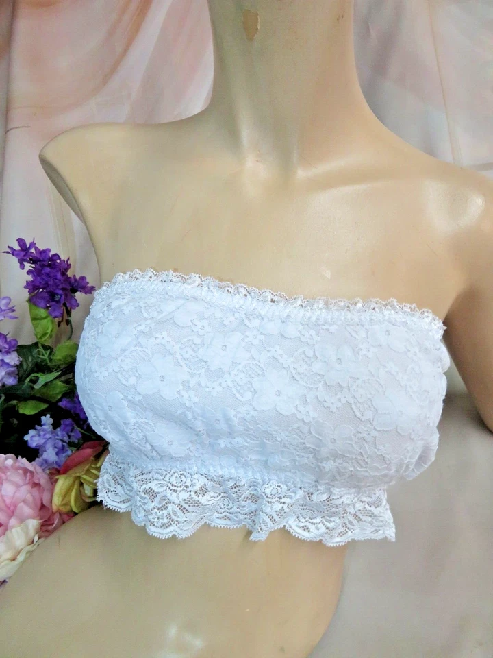 Fashion Forms Bandeau Lace Bra Stretch Fuchsia Strapless Camisole Bralette M - Image 1 of 4