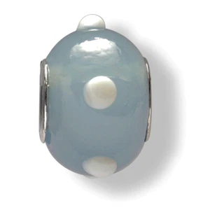 Mia Beads Glas-Bead echt Silber 925 Sterling blau weiß für Charm Bettelarmband - Bild 1 von 1
