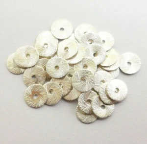 240 PCS 4MM SPACER BRUSHED FLAT DISC STERLING SILVER PLATED BRACELET - Picture 1 of 3
