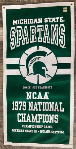 Michigan State Spartans Jud Heathcote Basketball National Championship Banner Cover