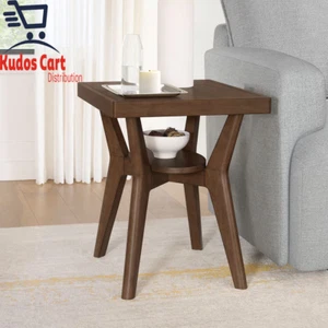 Mesa auxiliar de madera maciza oscura Wimberly estante final para muebles de dormitorio/salón  - Imagen 1 de 12
