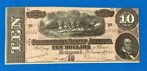 Civil War era 1864 Confederate States of America $10.00 Note - Picture 1 of 4