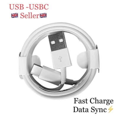 USB To USB -C 1 M Fast Charger Charging Data Sync USB Cable UK - Image 1 of 4