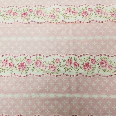 Pink Antique Roses Calico Floral Fabric Hobby Lobby Screenprinted Cotton  - Image 1 of 3