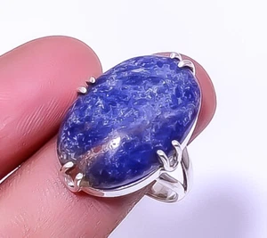 Sodalite arancione - Anello fatto a mano in argento sterling 925 Minas Gerais s.9,5 R919-187 - Foto 1 di 1