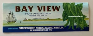 Original Old Bay View String Pole Beans Box Crate label Charleston County S.C. - Picture 1 of 1