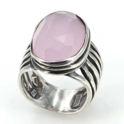 Anillo de vidrio color rosa facetado multibanda esterlina Silpada retirado R1851 tamaño 5,5 Foto 1 de 4